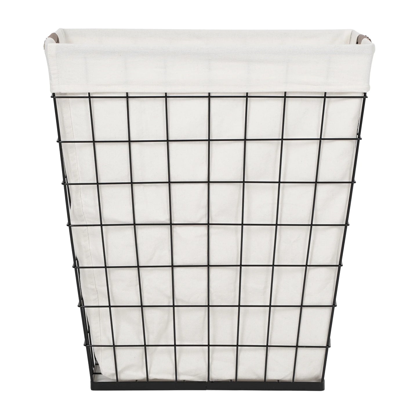 75L Rectangular Steel Wire Laundry Basket Hamper Sortor with Removable Cotton Blend Liner for Adult, Black & Natural