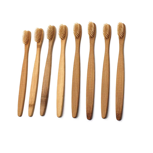 8Pcs Bamboo Toothbrush Natural Wooden ECO Friendly Toothbrush with Bristles