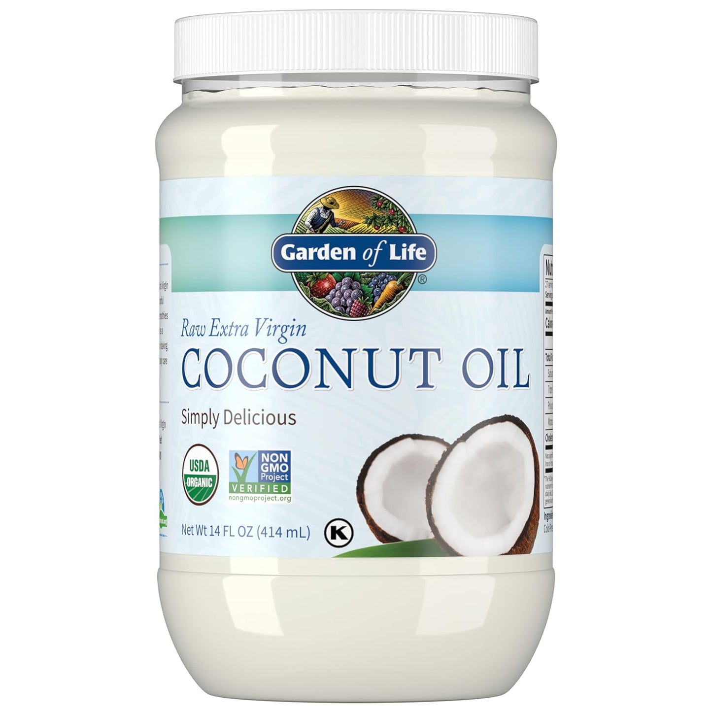 Organic Extra Virgin Coconut Oil - Unrefined Cold Pressed Plant Based Oil for Hair, Skin & Cooking, 14 Fl Oz