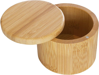 Salt Cellar Bamboo Storage Box with Magnetic Swivel Lid, 6 Ounce Capacity