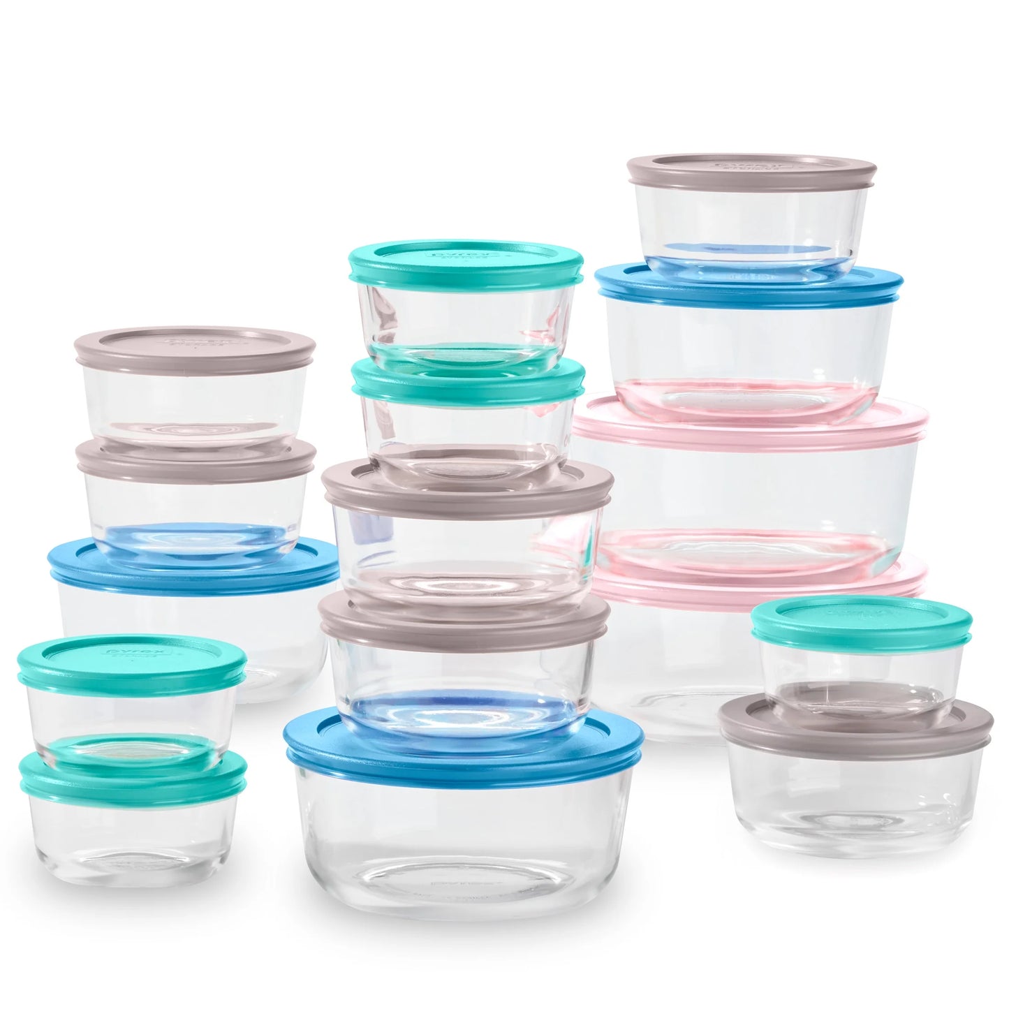 (2 Pack)  Simply Store Glass Food Storage & Bake Container Set, 32 Piece with Multicolor Lids